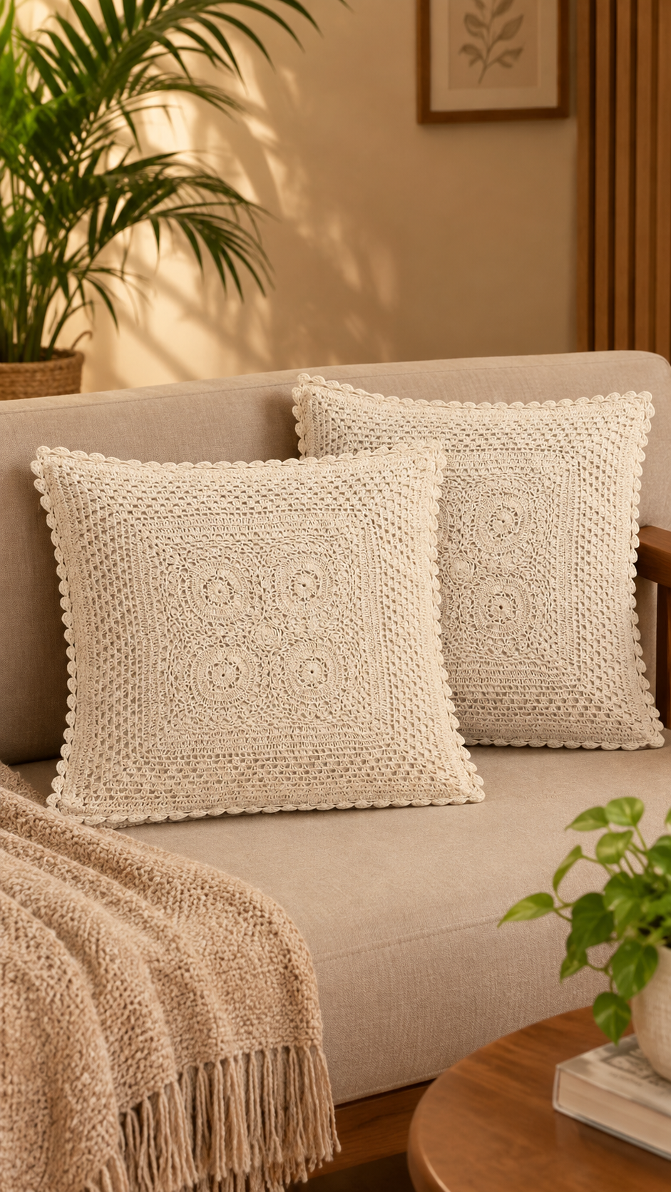 crochet cushion covers