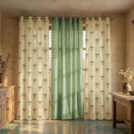 Floral printed 100% cotton curtains