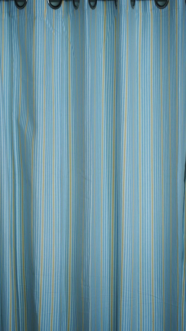 Premium Cotton Curtains – Striped Light Blue & Yellow color