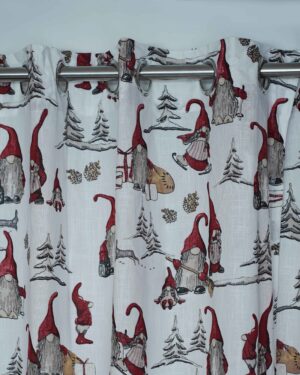 Red and white pure handloom cotton door curtain 7 feet