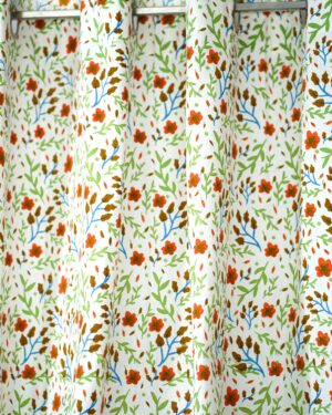 Pure handloom cotton 8 feet floral print curtain non transparent