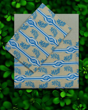 Pure handloom cotton queen size border bedsheet with two pillow covers