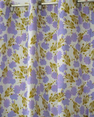 8 feet floral print handloom cotton curtain non transparent