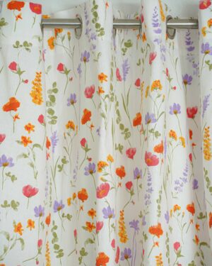 Pure handloom cotton floral window curtain 8 feet