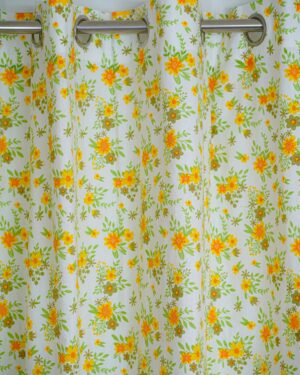 Non transparent floral print cotton curtain 8 feet