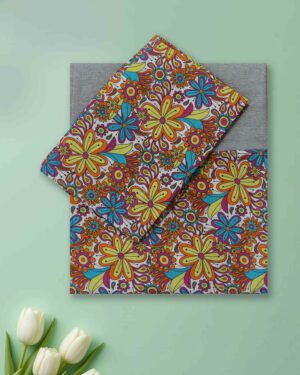 premium printed cotton queen bedsheet with pillow covers border design