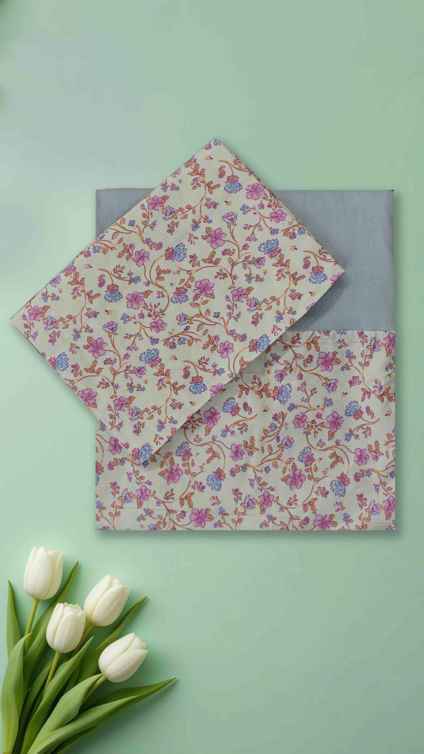 soft feel cotton queen bedsheet border design pillow covers