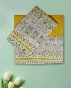 soft pure cotton queen bedsheet 90x100 border design with pillow covers