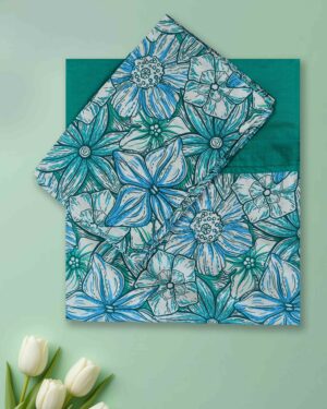 printed cotton queen bedsheet border style with two pillow covers