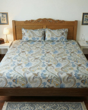Cotton blend printed bedsheet with pillow covers soft breathable fabric bedroom bedsheet set
